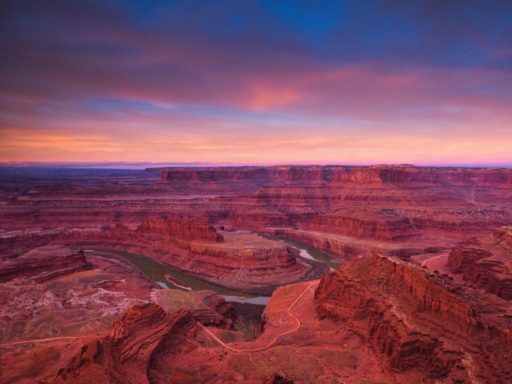 Sunrise skies over Dead Horse Point State Park in Moab, Utah.