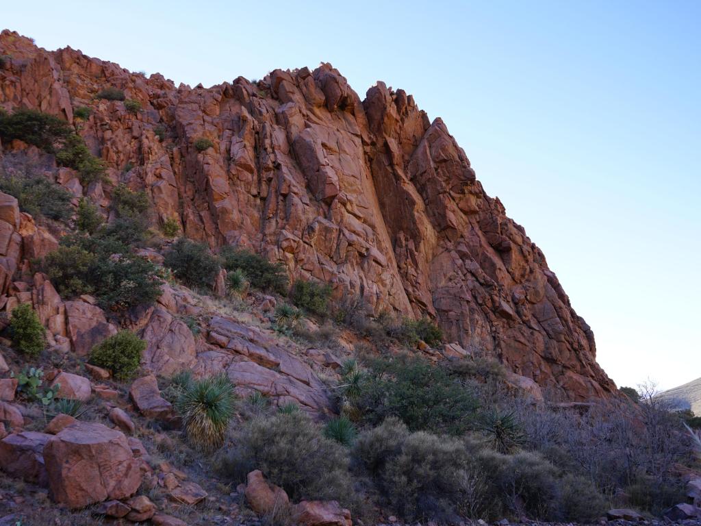 The red rock on the West Cottonwood Spring Trail in the North Franklin Mountain State Park in El Paso Texas.