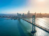 Aerial view of the Bay Bridge in San Francisco, CA