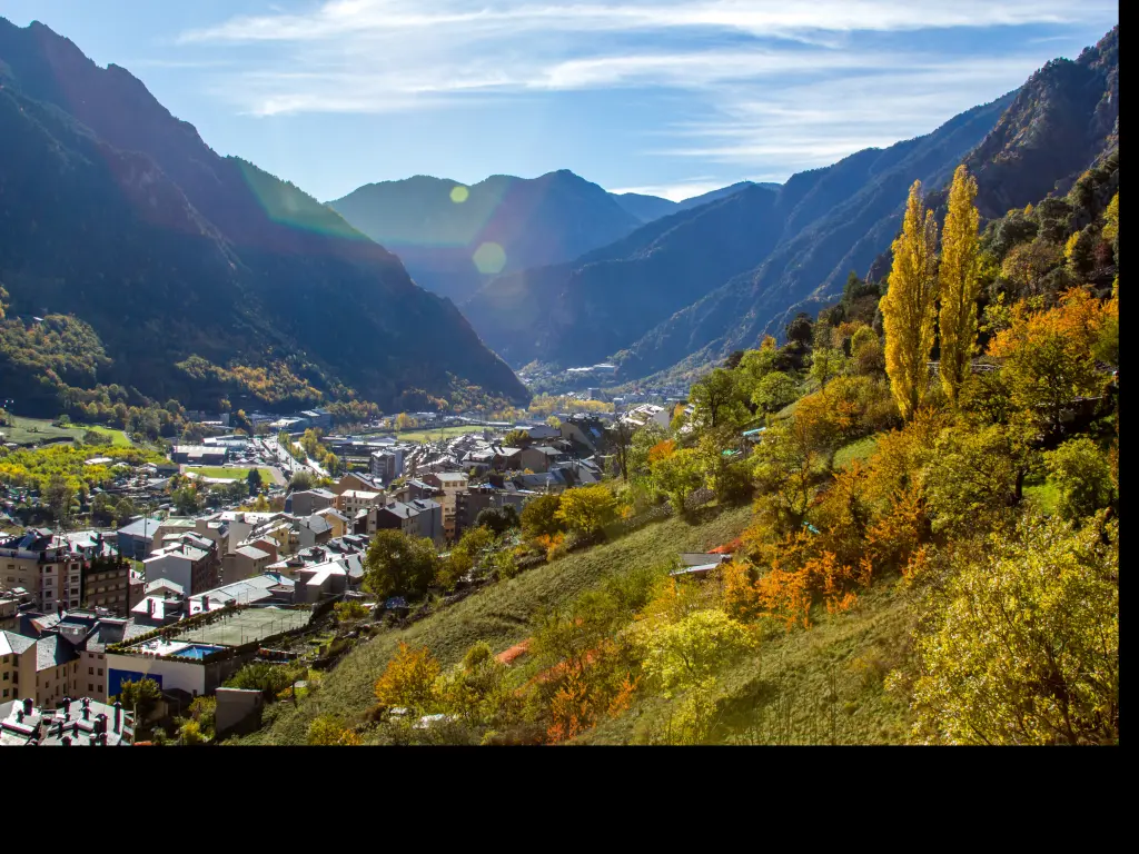 View of Andorra La Vella valley from surrounding mountains