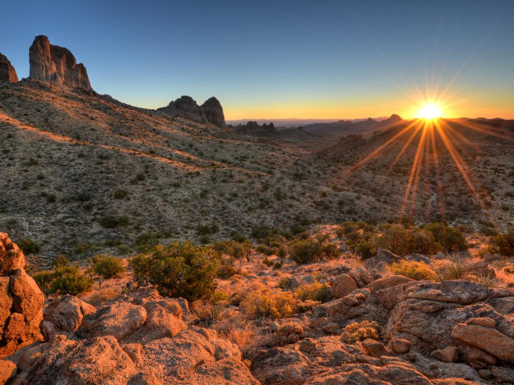 Castle Peaks Sunrise Mojave National Preserve, California