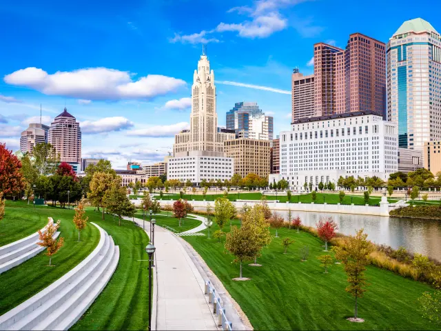 Columbus, Ohio, USA skyline on the Scioto River.