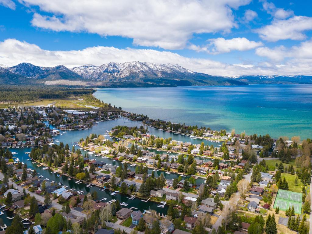 South Lake Tahoe Keys in Summer on Sunny Day with Clear Waters