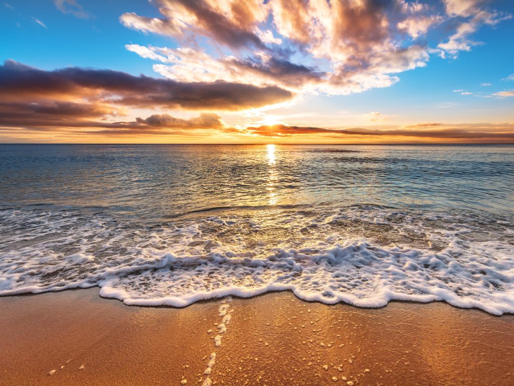 Colorful ocean beach sunrise in Myrtle Beach.