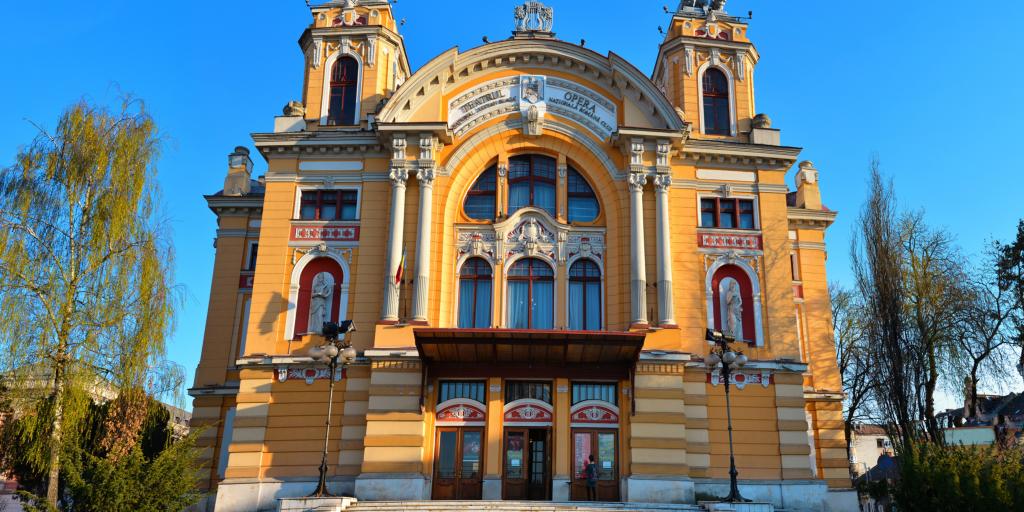 The front of the National Theatre, Cluj-Napoca