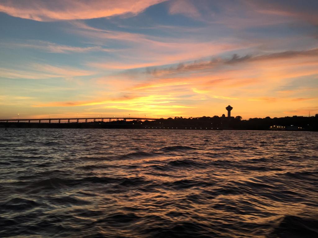 Tennessee River, USA with a beautiful sunset on the Tennessee River.