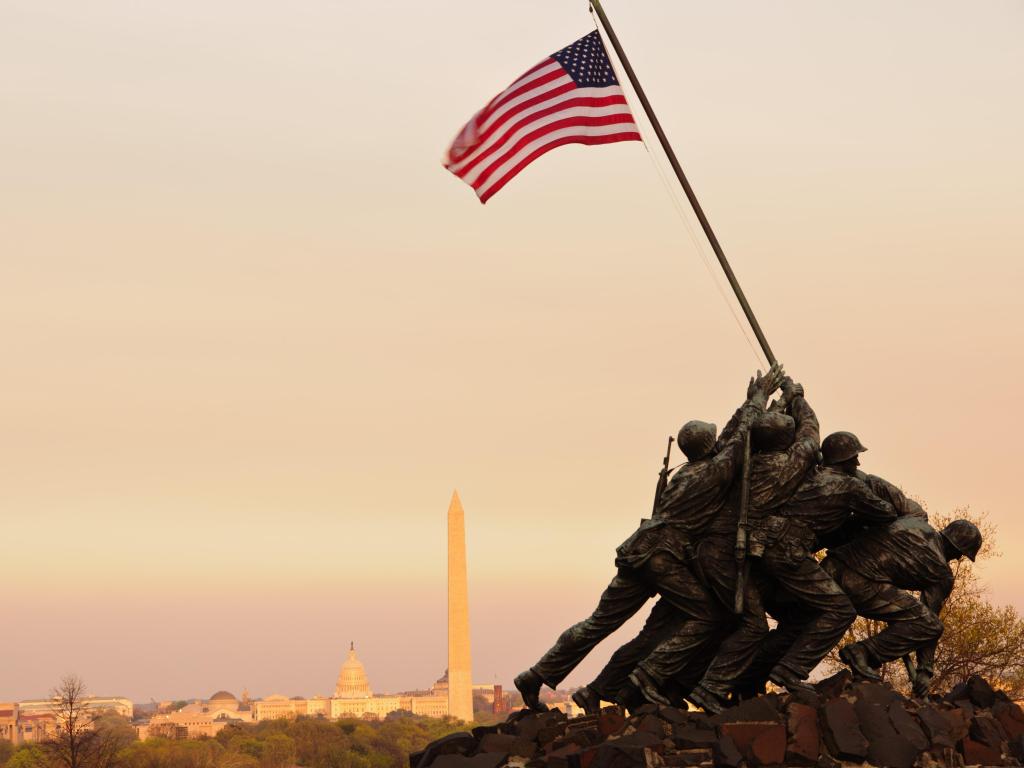Sunset at the Iwo Jima Memorial in Washington, DC