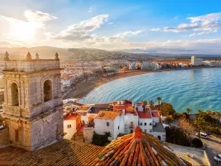 View on Peniscola from the top of Pope Luna's Castle , Valencia, Spain
