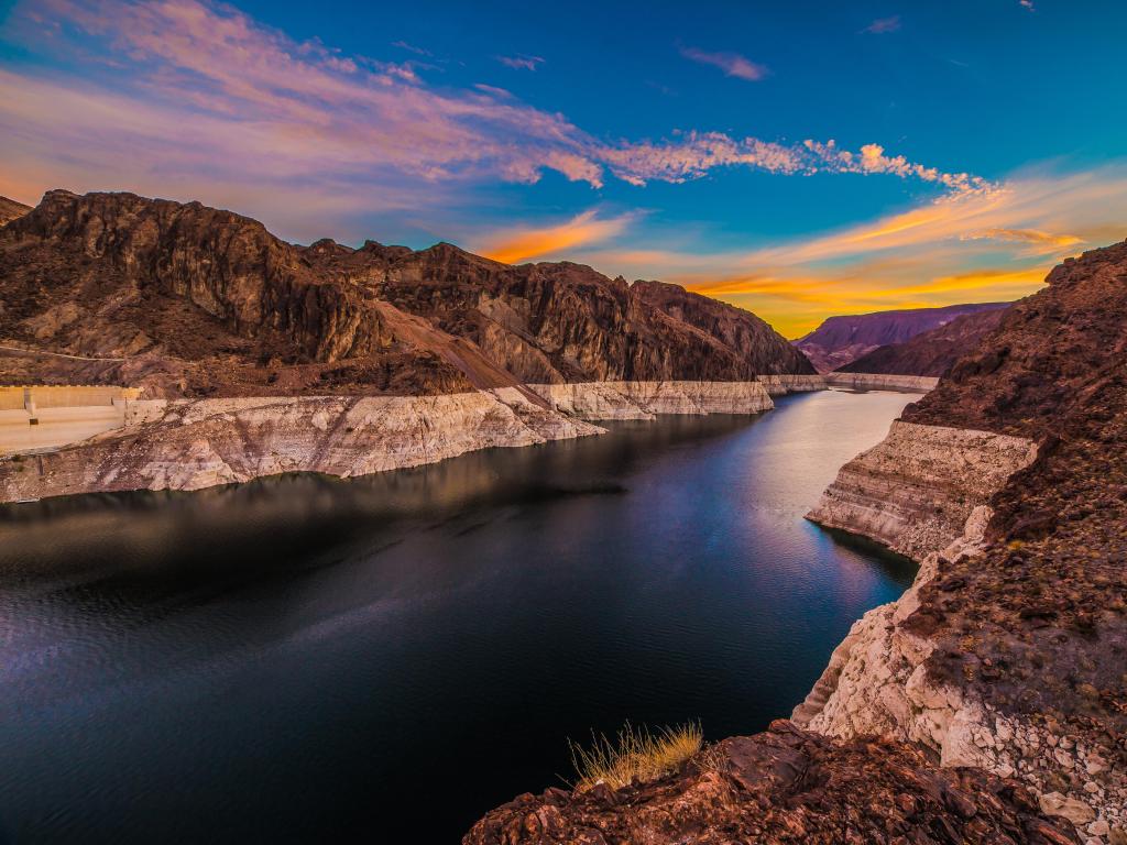 Hoover Dam, Arizona, USA at sunrise.