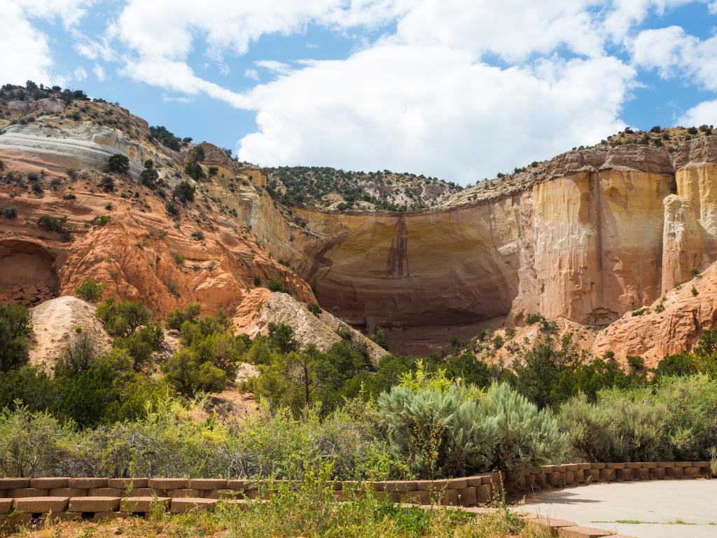 Beautiful red rock formation in Echo Amphitheater. Day Use Area in the Carson National Forest, New Mexico, USA
