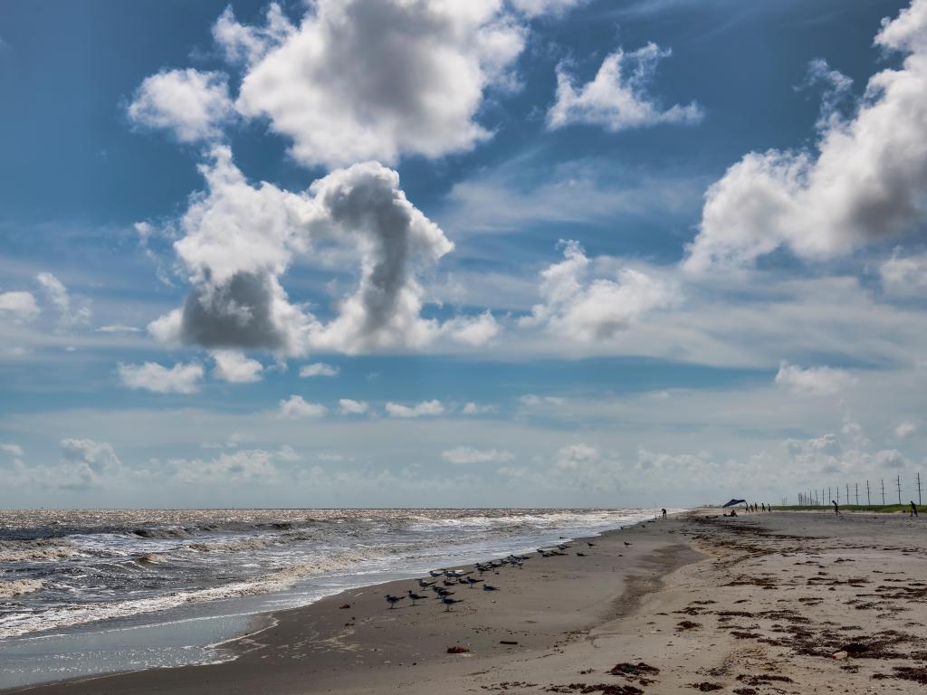 Sunny August Day at Holly Beach on the Gulf of Mexico in Cameron Parish Louisiana