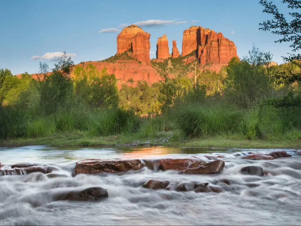Cathedral Rock formation and Oak Creek in Sedona, Arizona, USA.