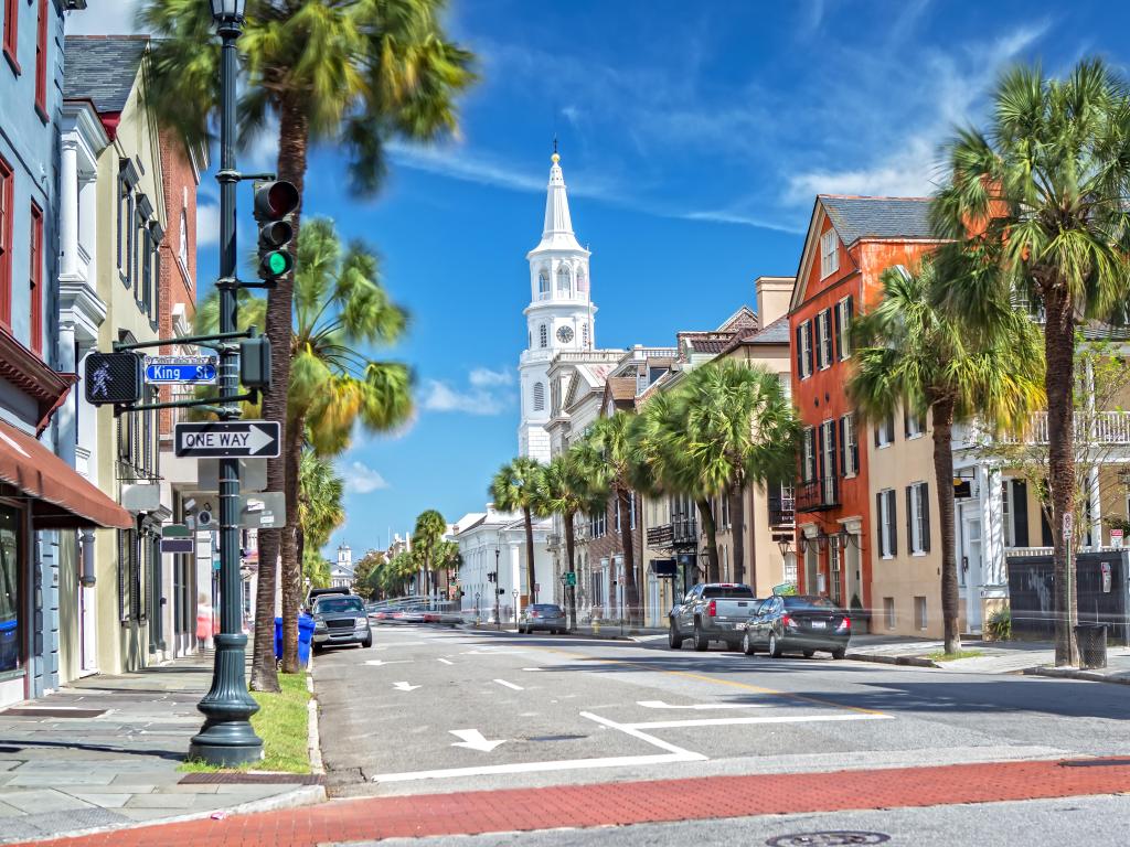 St. Michaels Church and Broad St. in Charleston, SC