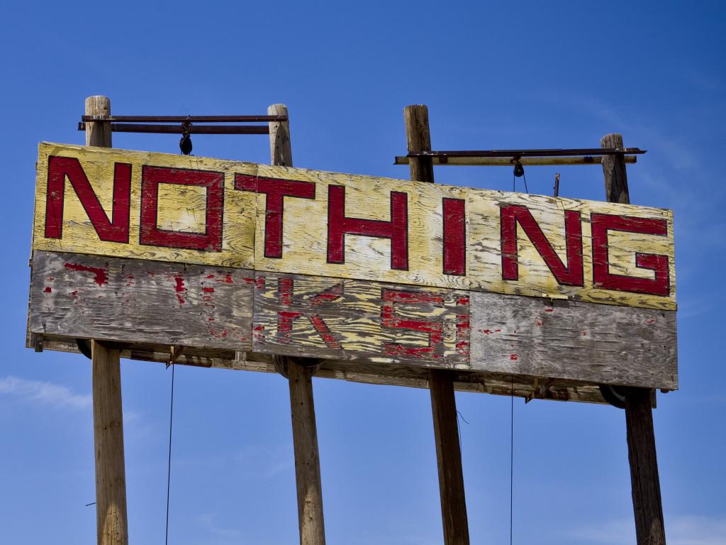 Sign for Nothing, Arizona along US-93 - a tiny place in the middle of the Arizona desert.