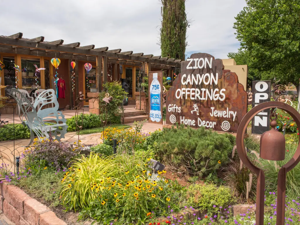 A close up of retailer Zion Canyon Offerings, a souvenir store in Springdale, Utah, near Zion National Park