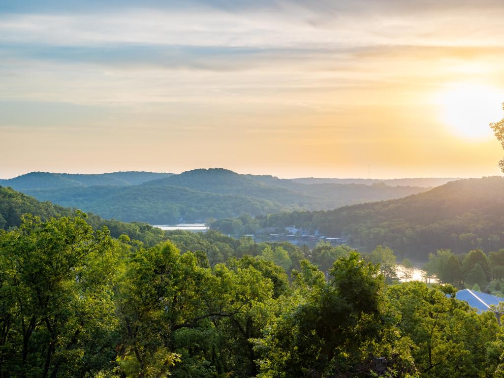 View of Lake of the Ozarks in Missouri, USA at sunrise.
