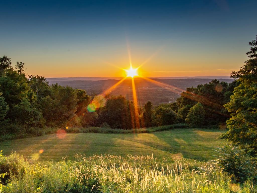 Sunset over Warwick Valley seen from Mt. Peter in Warwick, NY