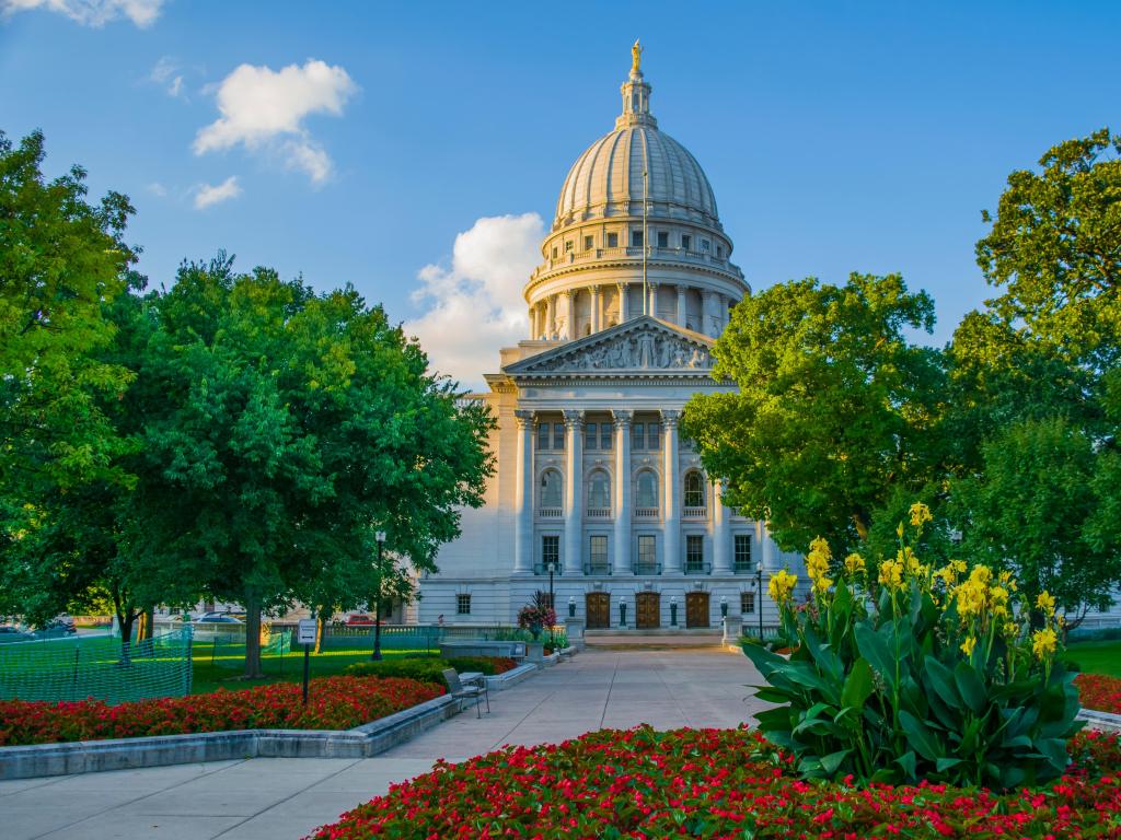 Capital building in Madison, Wisconsin, USA on a sunny day.