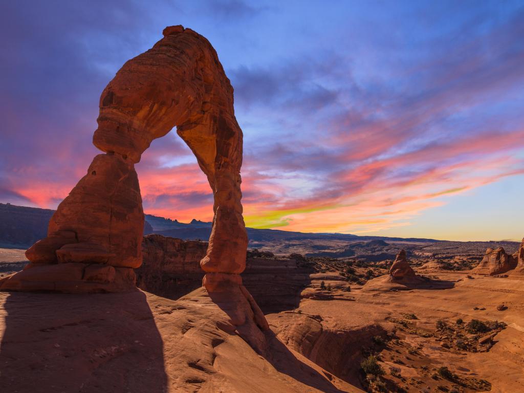Arches National Park in Utah, USA with a beautiful sunset image taken of the iconic arches.
