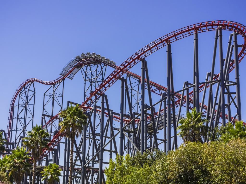 View of a roller coaster