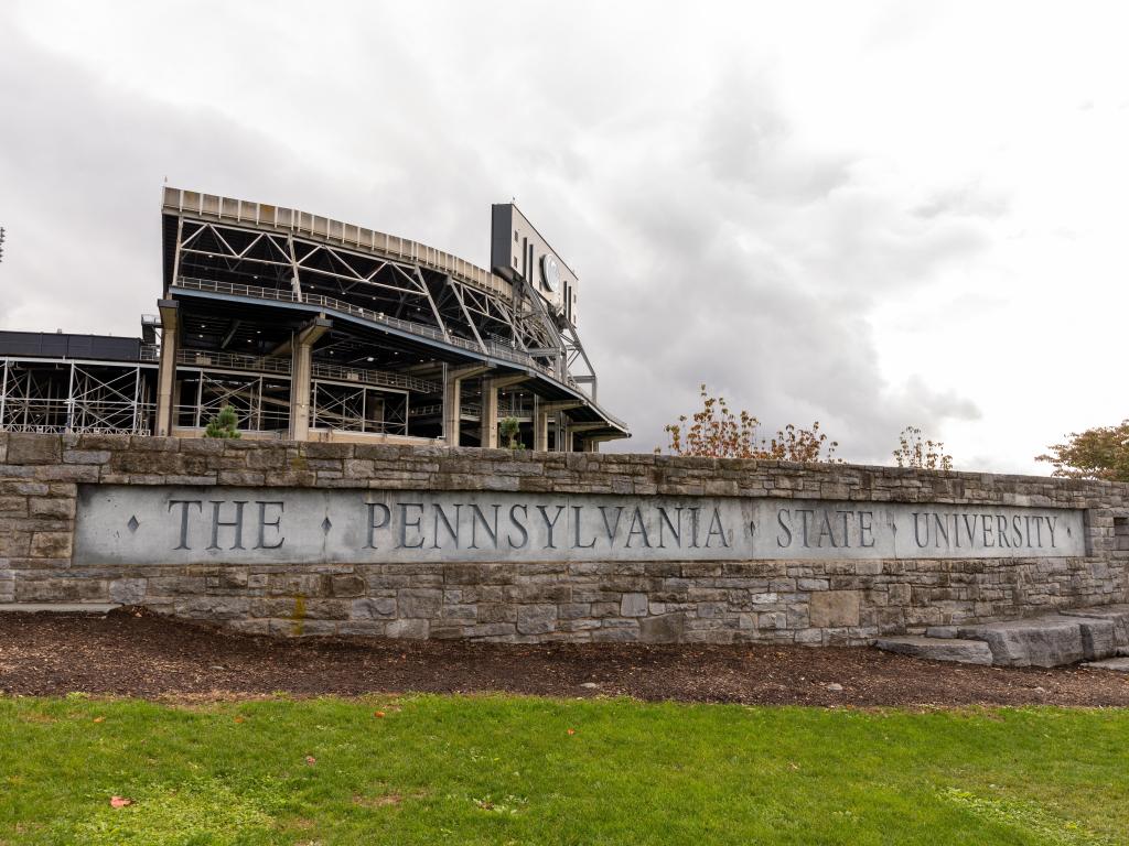  The Pennsylvania State University sign in front of Beaver Stadium