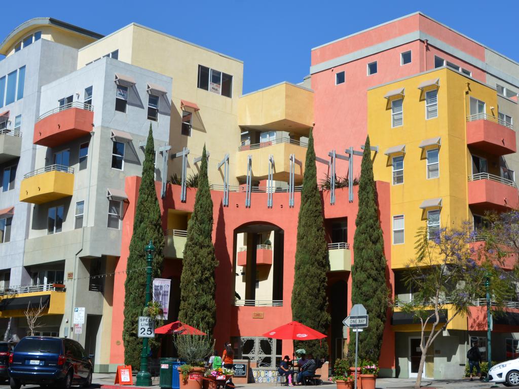 Colorful homes in Little Italy San Diego California