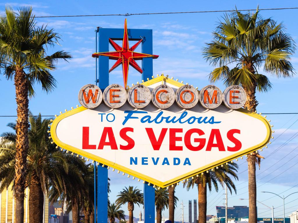Close up of the welcome sign to Las Vegas. Nevada State United States of America.
