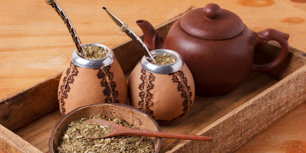 Yerba Mate served the traditional way with a metal bombilla in Argentina