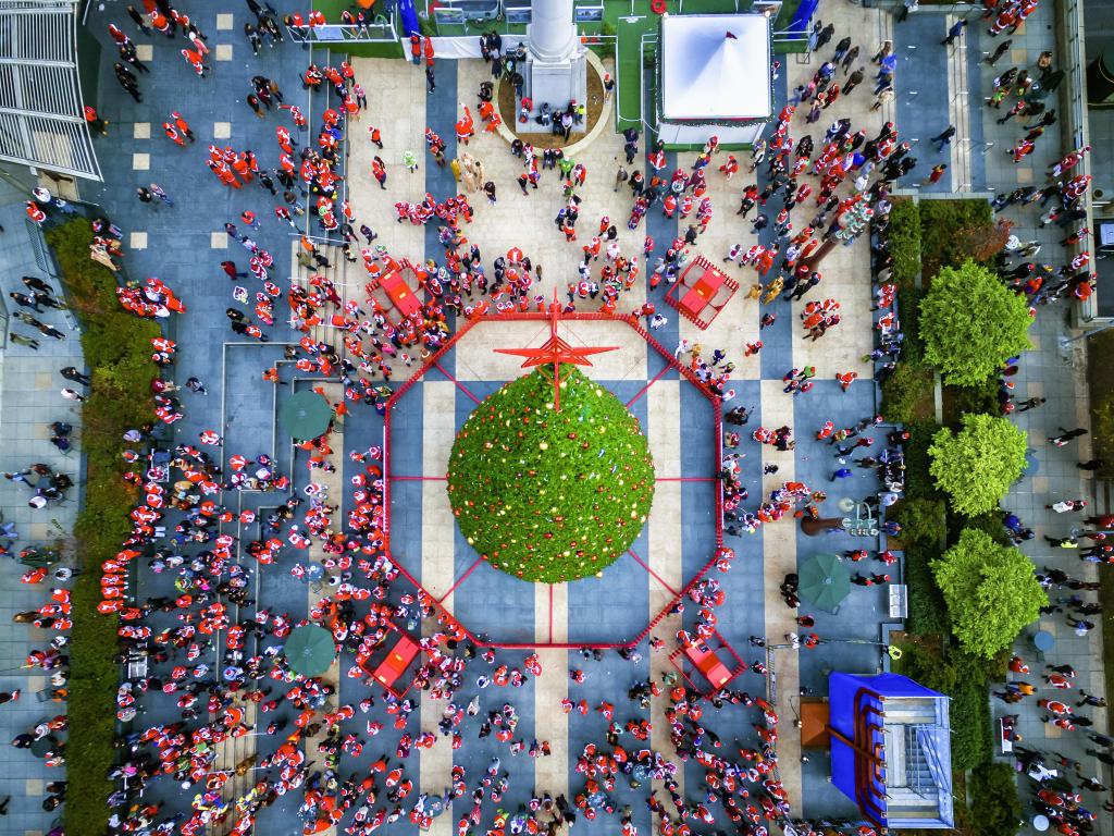 Aerial view over Union Square in San Francisco