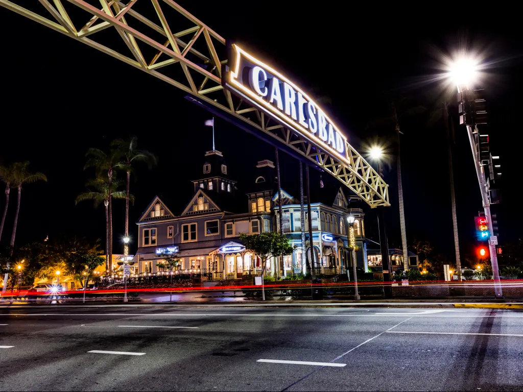 Night time in the Carlsbad Village, California