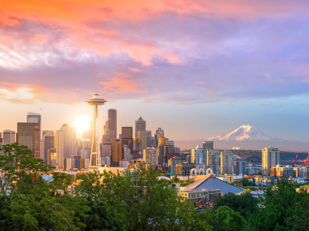 View of downtown Seattle skyline in Seattle Washington, USA