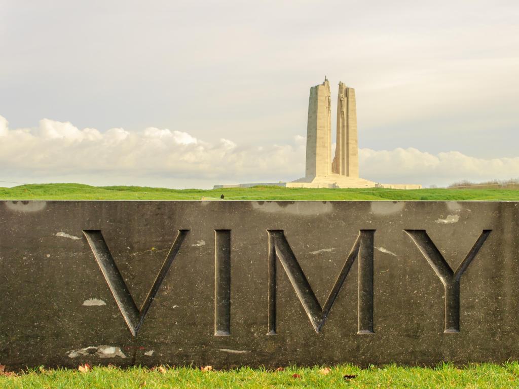 Lens, France with a view of The Canadian National Vimy Ridge Memorial in France.
