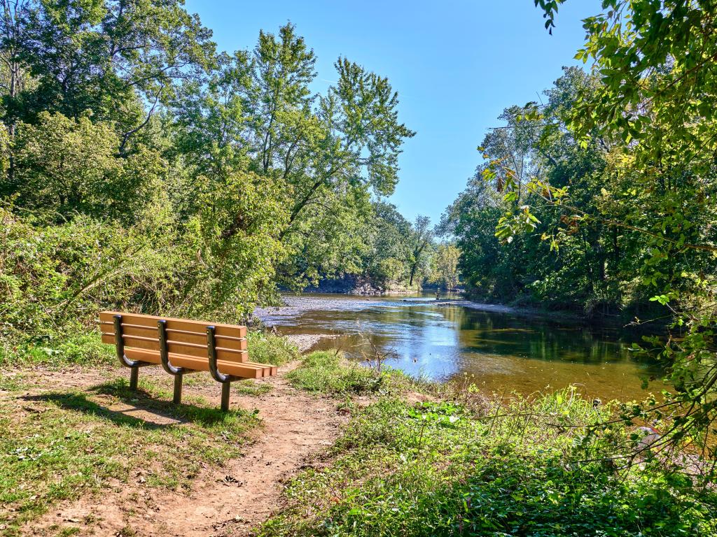 Neshaminy Creek in Tyler State Park in Bucks County,Pennsylvania USA.