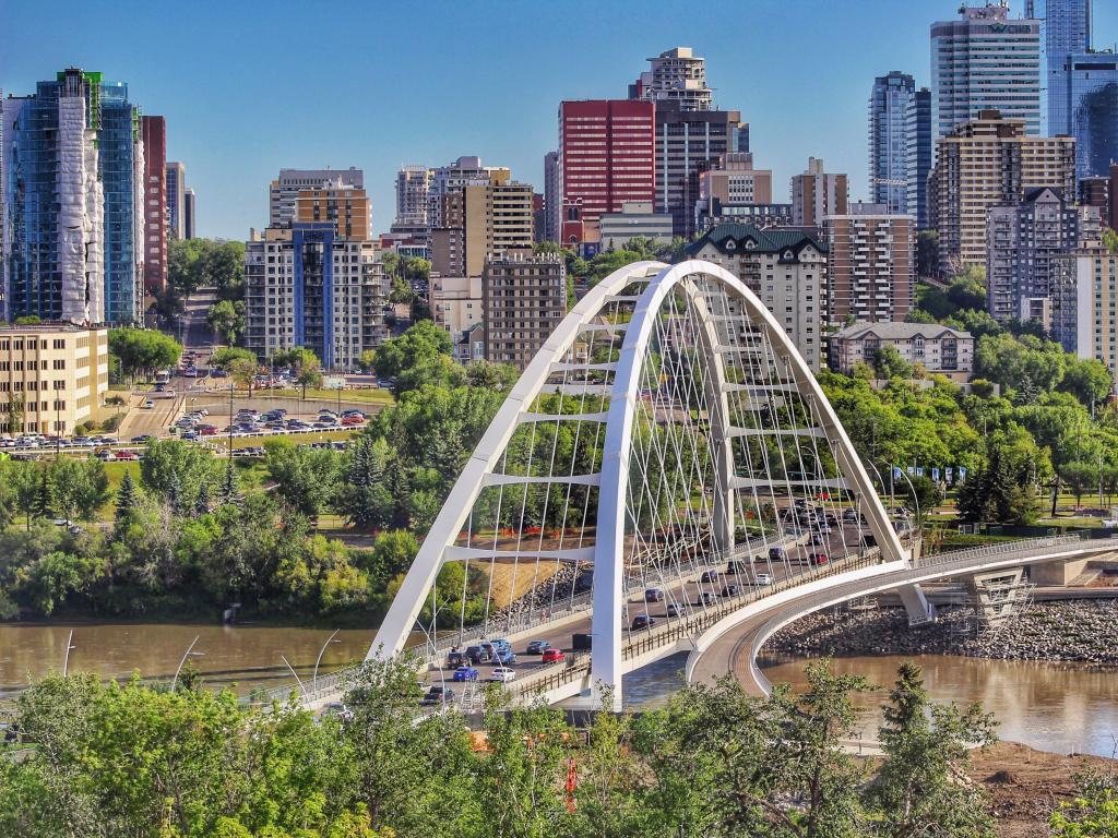 Downtown Edmonton View, bridge to the city skyline