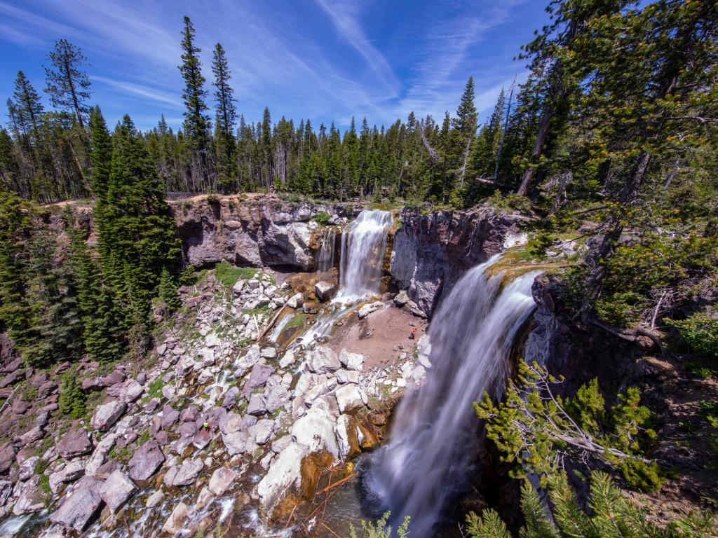 Paulina Creek Falls and forest in the Deschutes National Forest, Oregon.