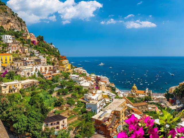 Landscape with Positano town at famous Amalfi Coast, Italy