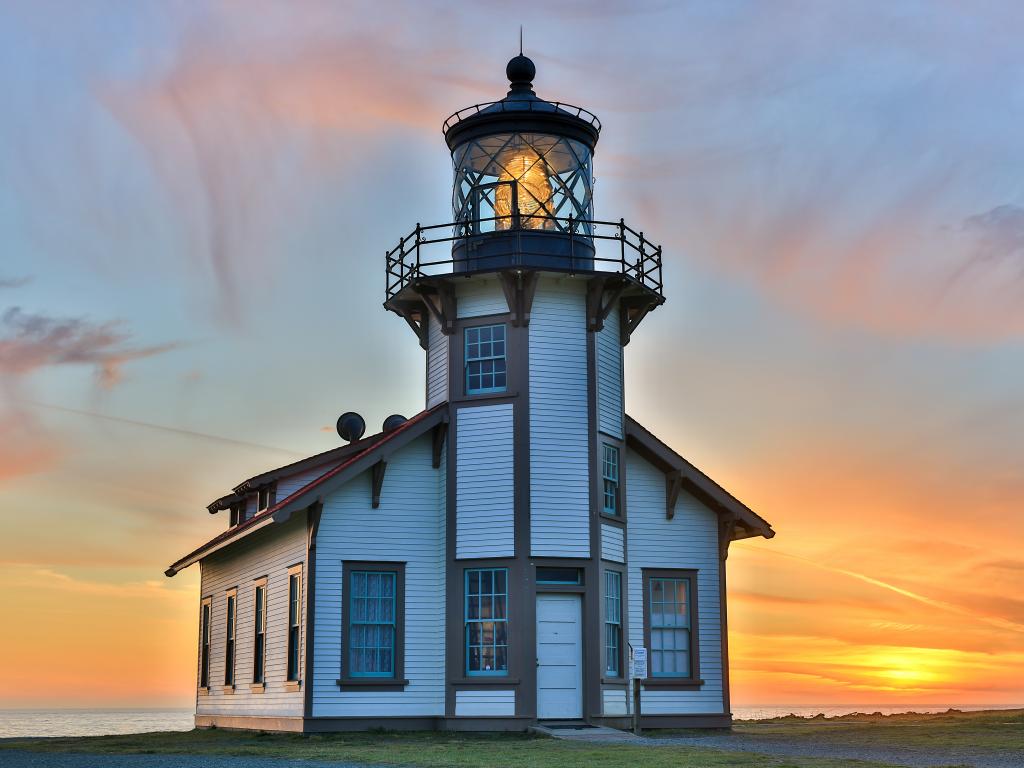 Point Cabrillo Light Station State Historic Park lighthouse in Mendocino County, California.