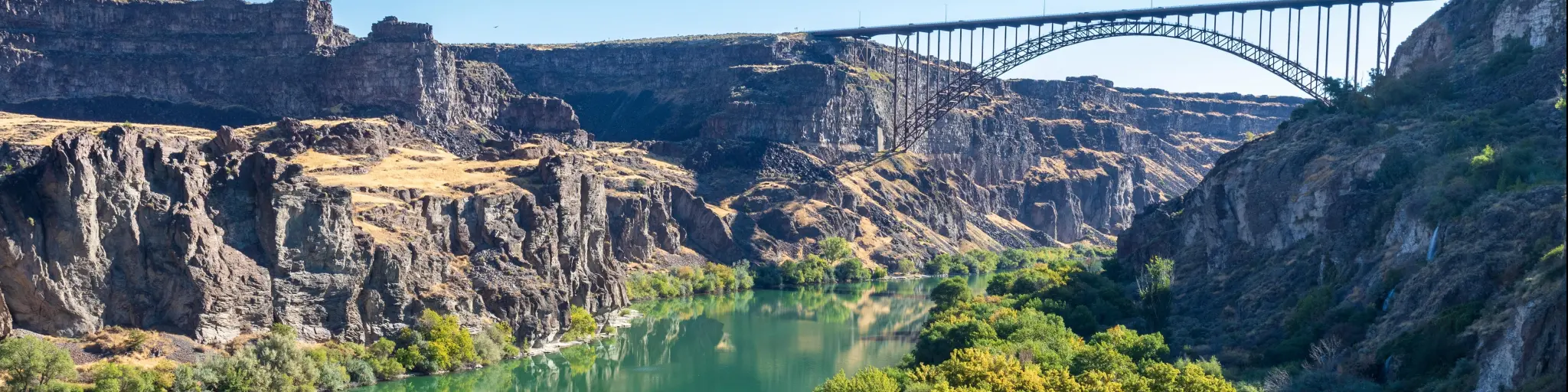 Perrine Bridge over Snake River at Twin Falls, Idaho, USA on a sunny clear day.