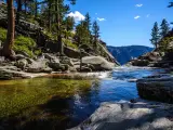 View of Yosemite Creek, just before plunging down into the upper Yosemite Fall