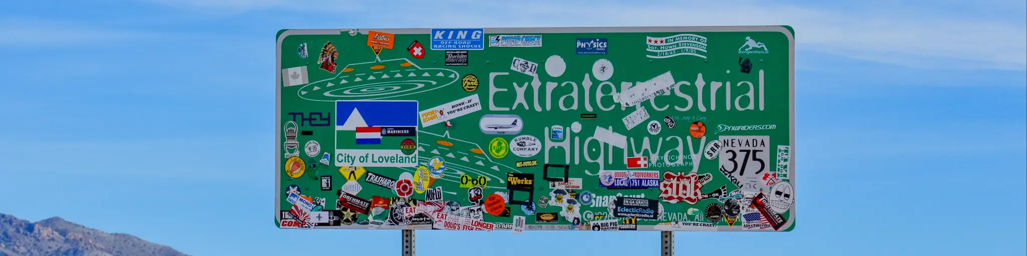 View of the famous Extraterrestrial Highway road sign in Nevada, USA