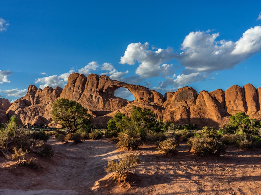 Devil's Garden Trailhead in Arches National Park, Utah on a sunny day