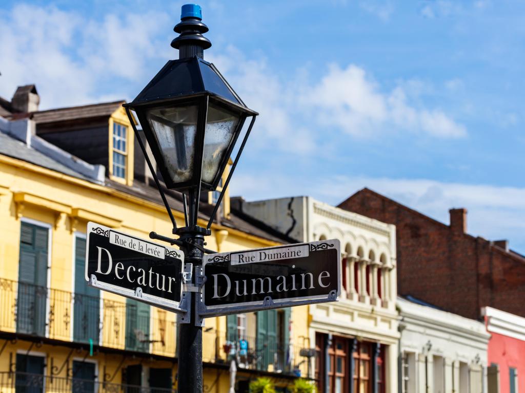 Street signs and architecture of the French Quarter in New Orleans, Louisiana