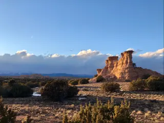 Chimayo Badlands on the High Road to Taos winter, sunny sky