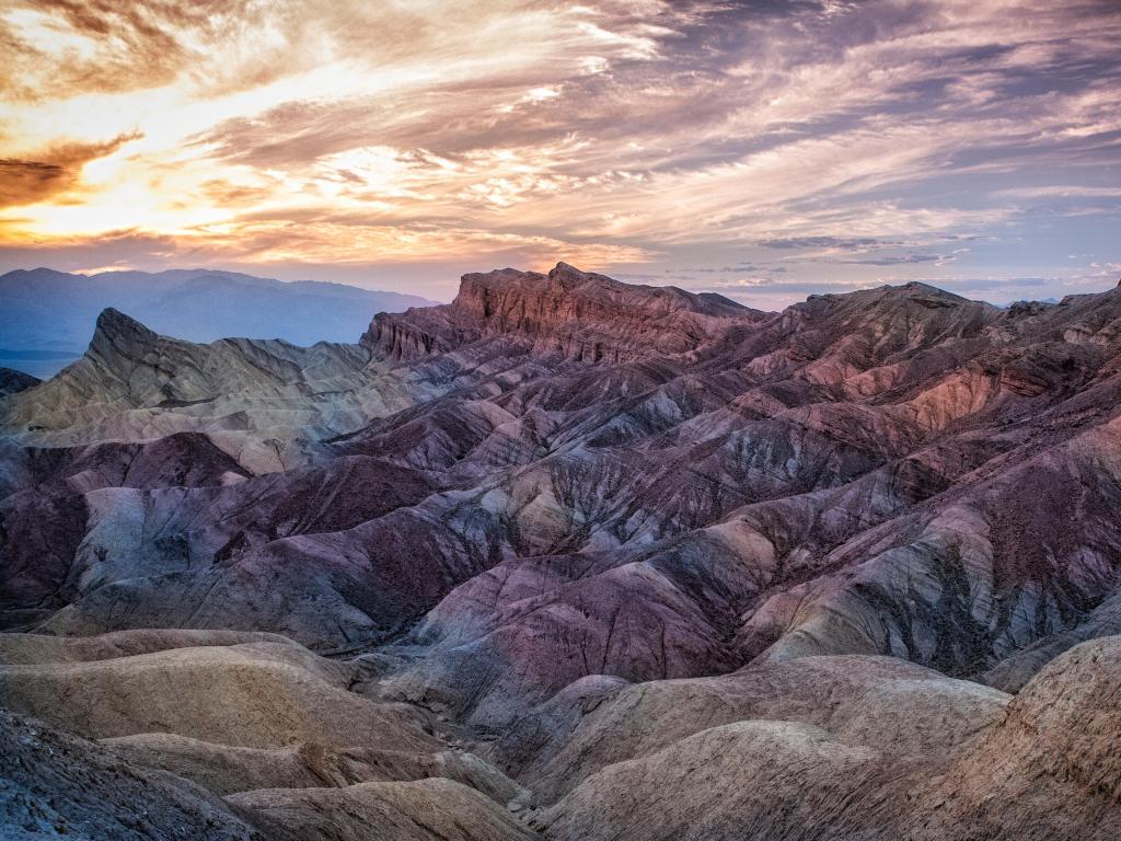 Death Valley National Park, California, USA taken from Zabriskie Point at sunset.