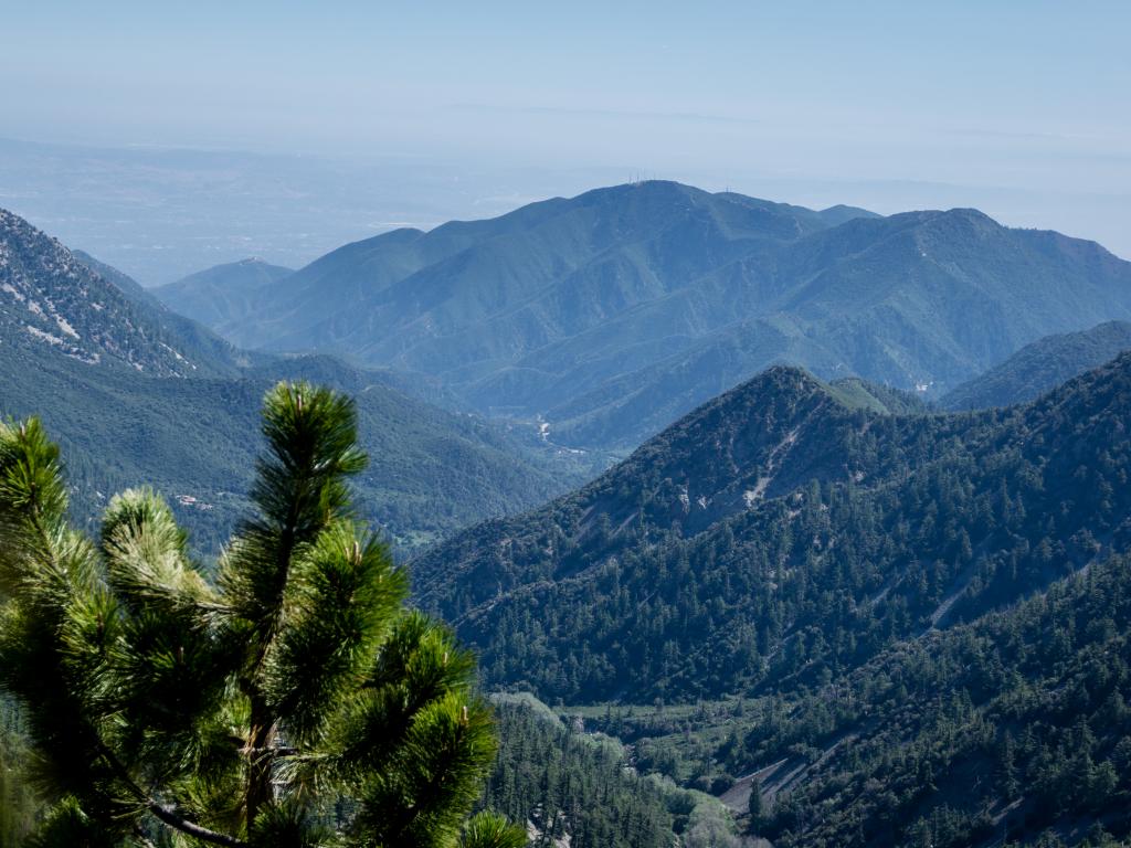 The mountains of San Gabriel Mountains National Monument as seen from the Register Ridge Trail.