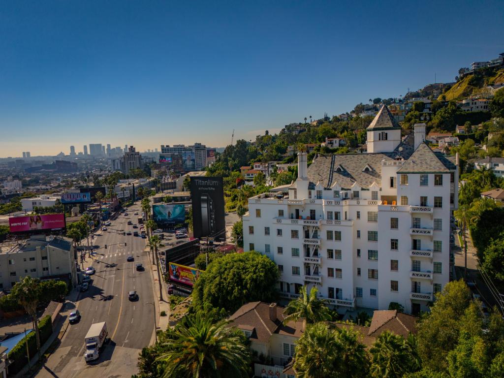 View of Chateau Marmont on sunset boulevard, LA