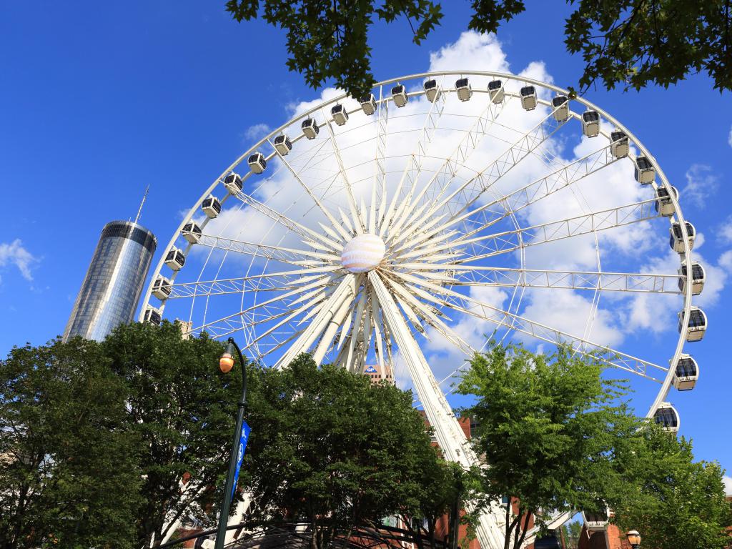  SkyView Atlanta Ferris wheel in Centennial Park on a sunny day