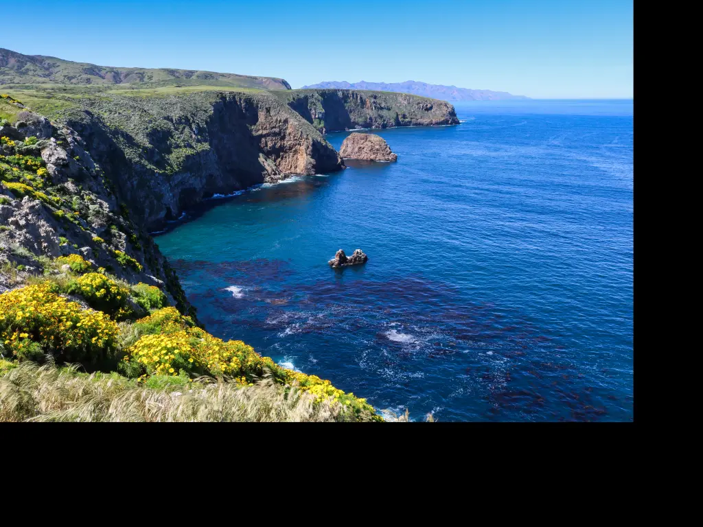 Coastline of Santa Cruz Island - part of the Channel Islands National Park, California
