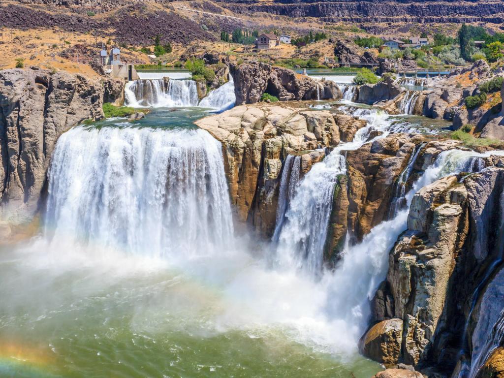 Shoshone Falls in Twin Falls, Idaho. Several waterfalls can be seen in the photo.