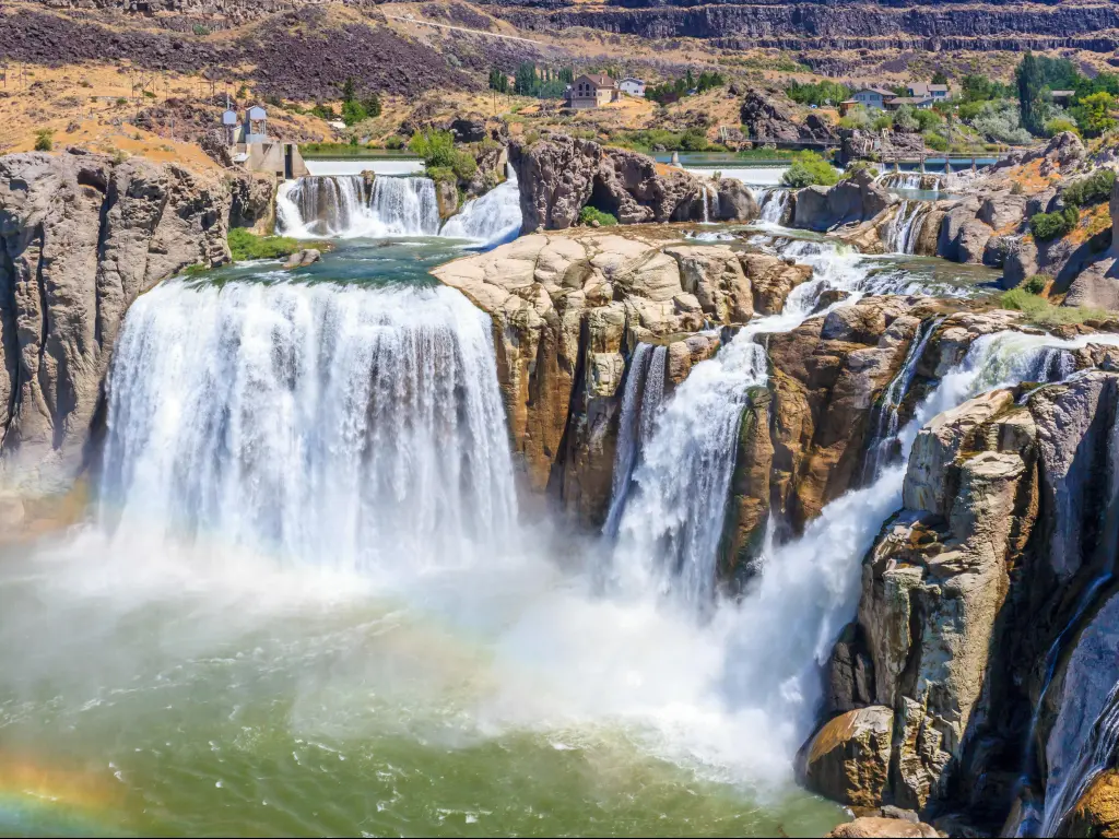 Shoshone Falls in Twin Falls, Idaho. Several waterfalls can be seen in the photo.